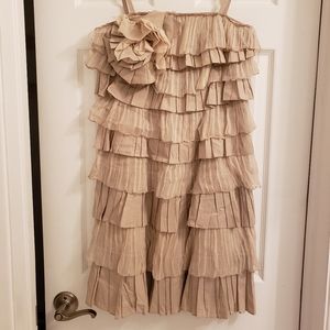 Moschino Authentic tan silk and cotton midi dress